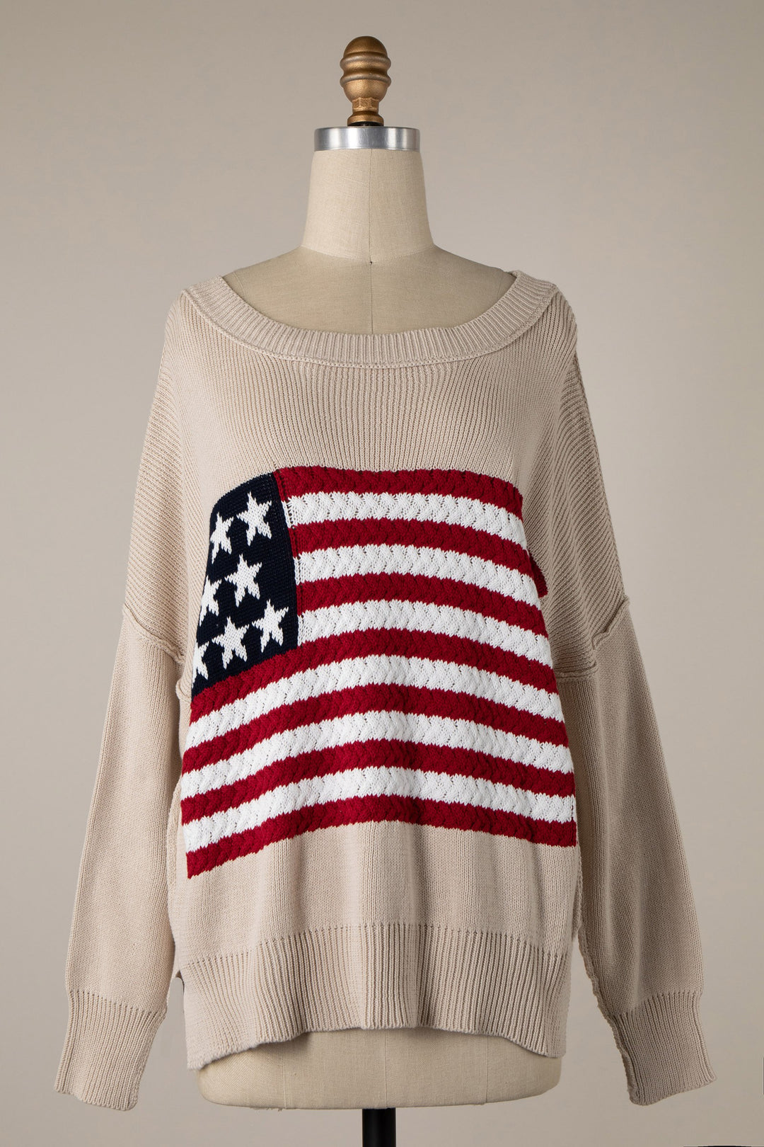 American Flag Knit Sweater | Beige