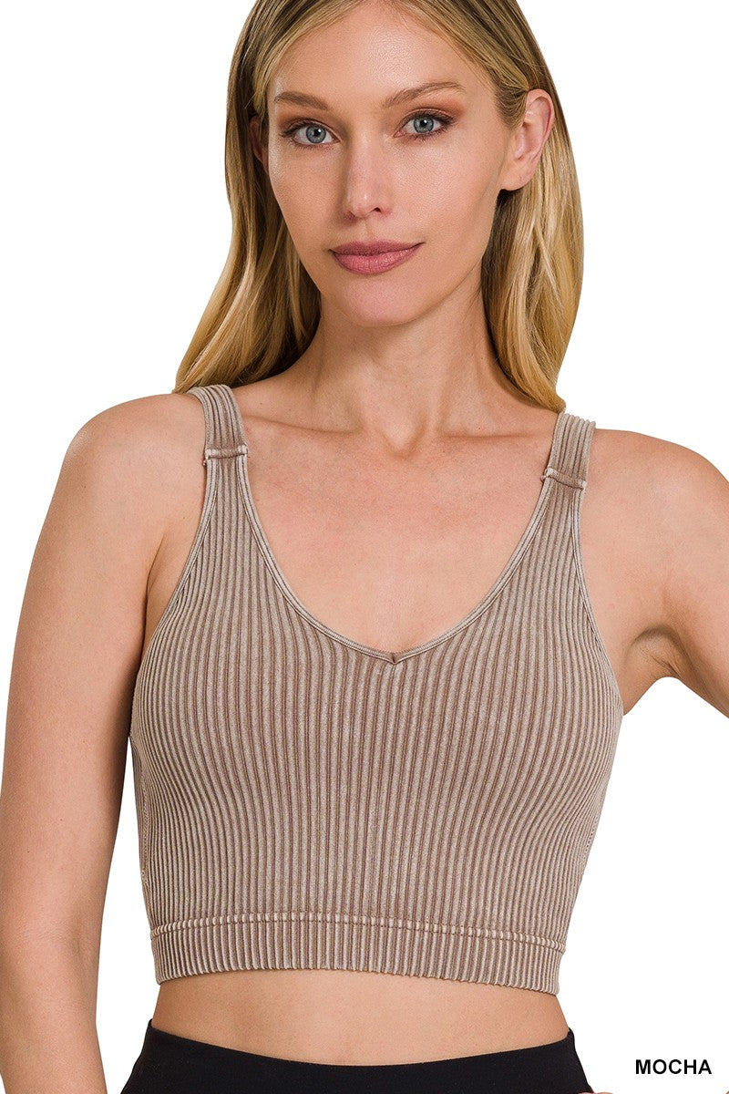 Oakley Ribbed Cropped Top | Mocha