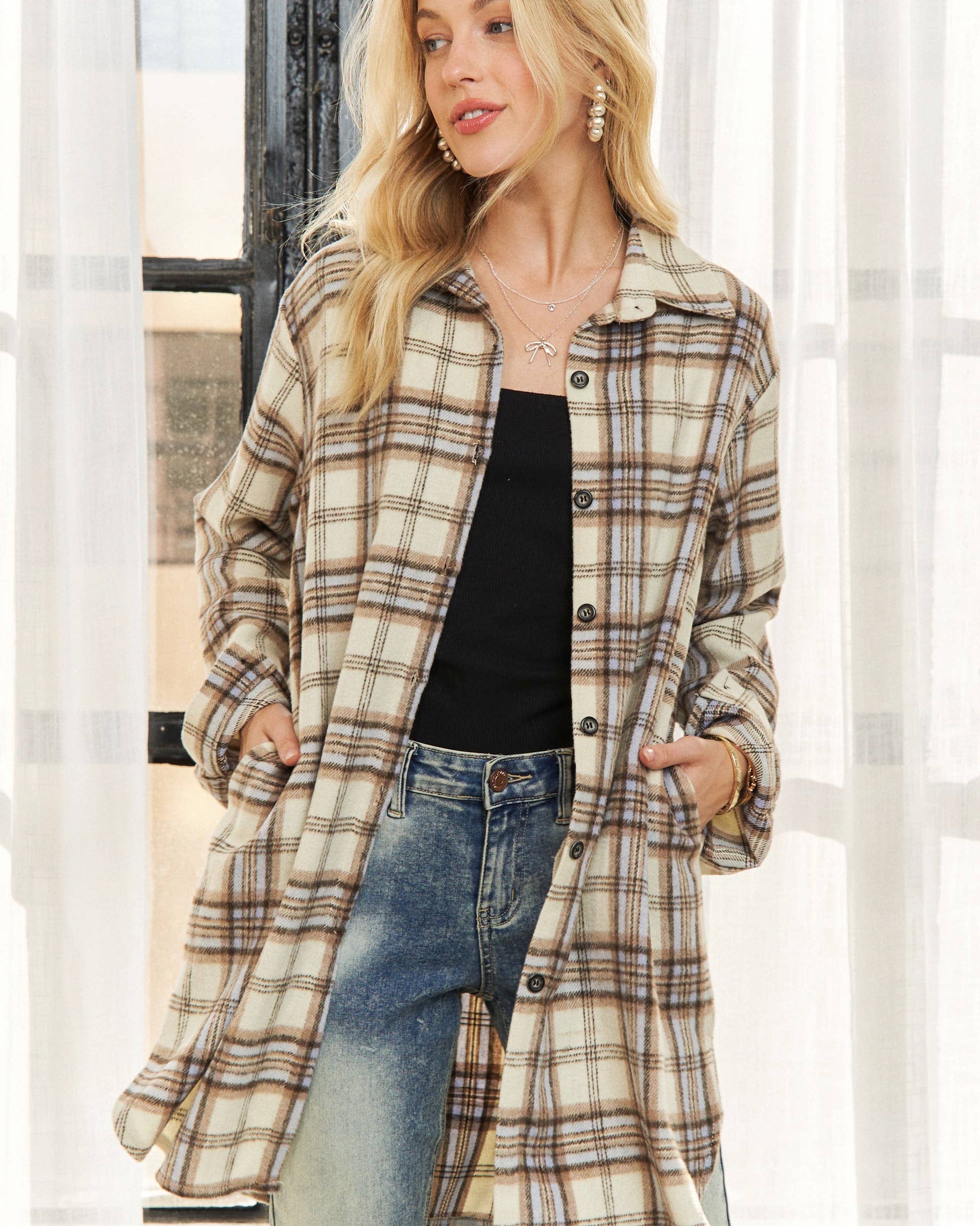 Button Down Flannel Shacket