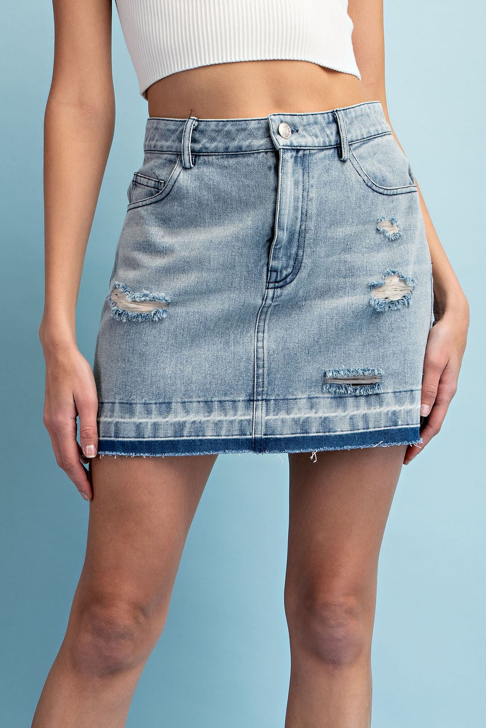 Whisker Washed Mini Skirt