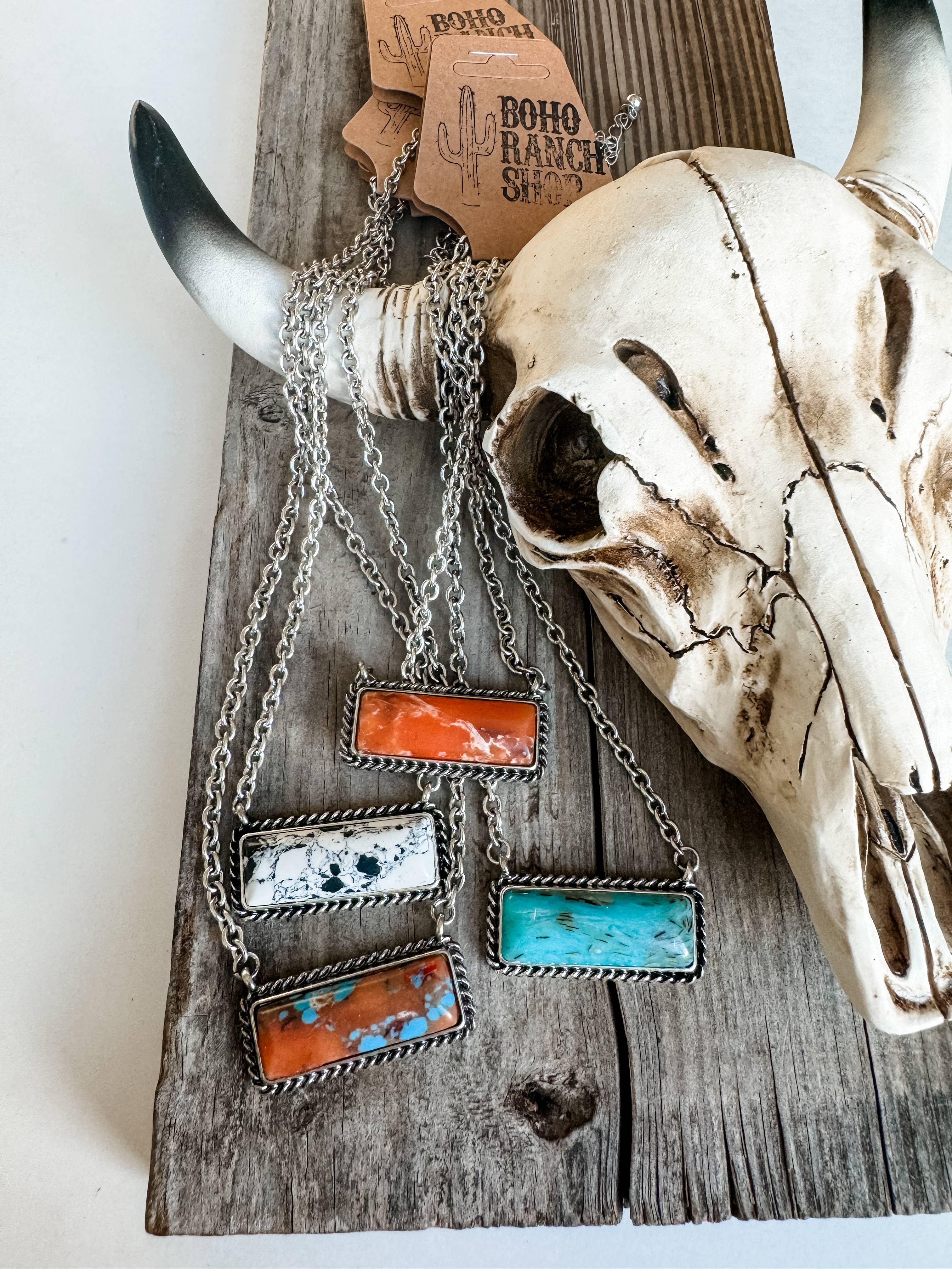 Orange Stone Bar Necklace