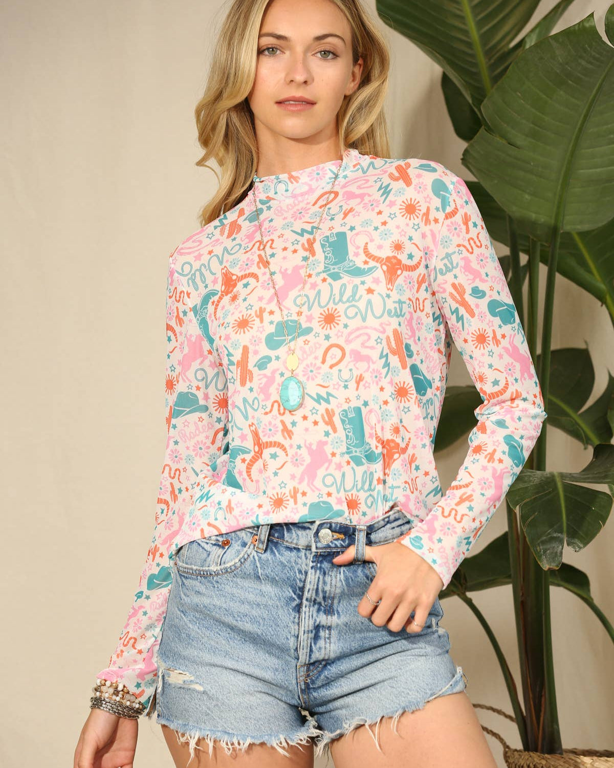 Sidney Wild West Longhorn Mesh Top