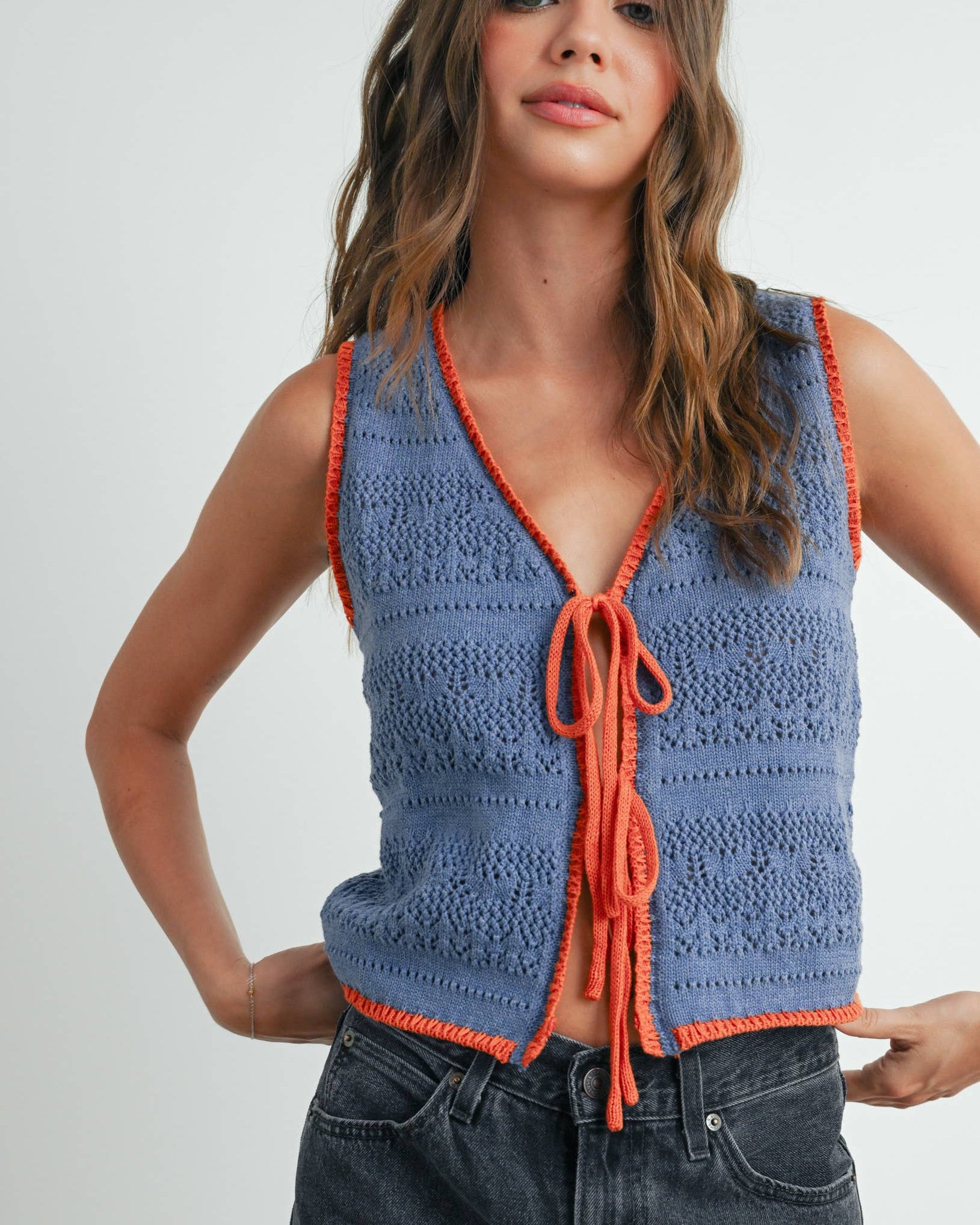 Crochet Tie Front Top