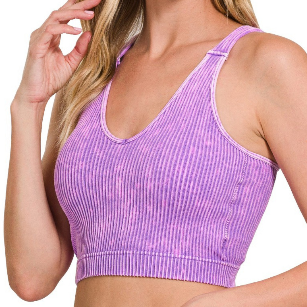 Oakley Ribbed Cropped Top | Violet