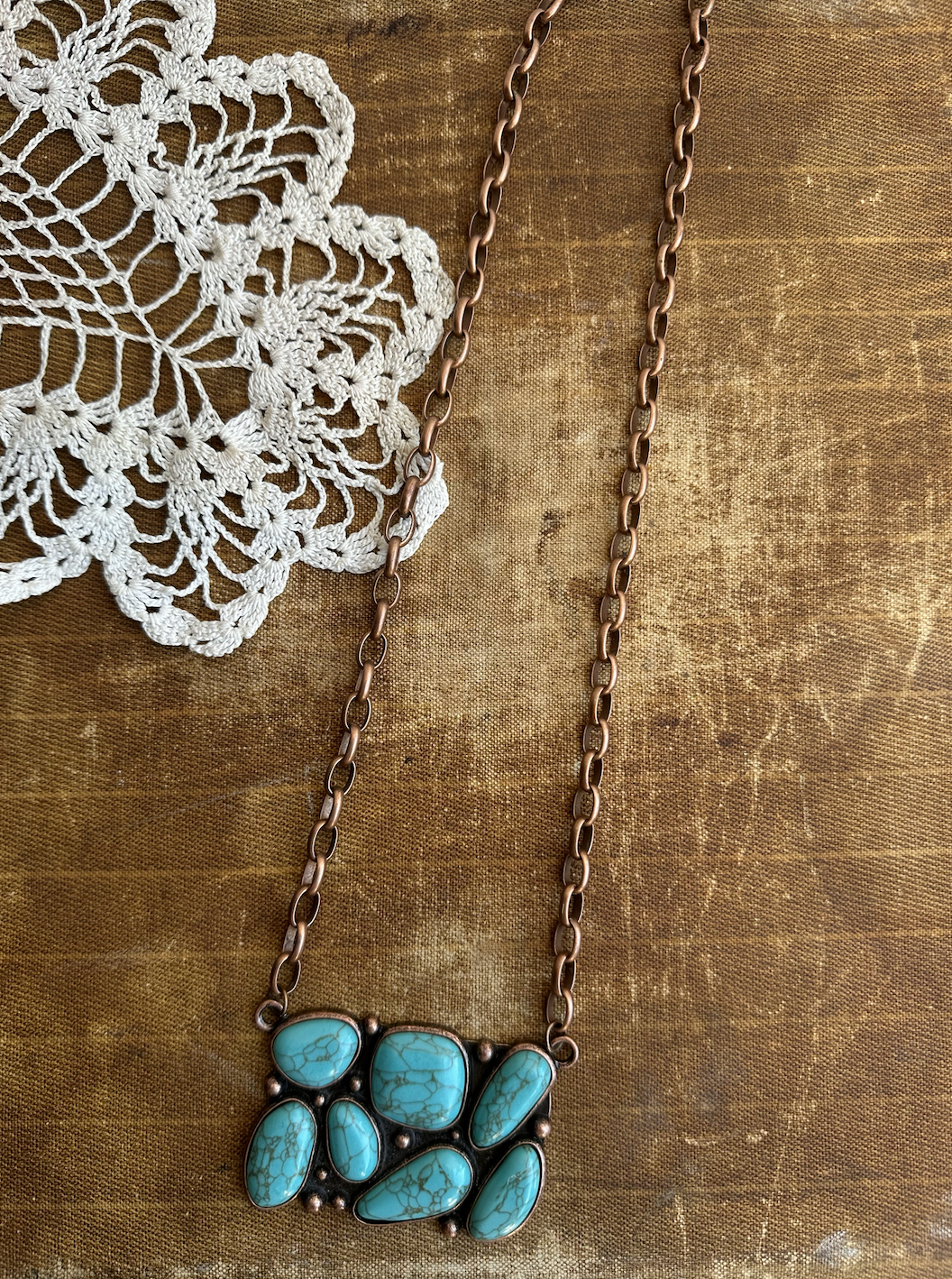 Turquoise Creek Boulder Necklace | Copper