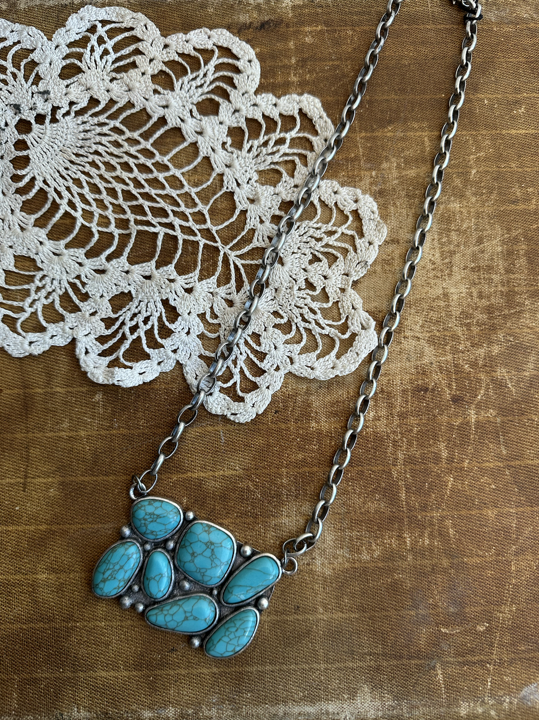 Turquoise Creek Boulder Necklace | Silver