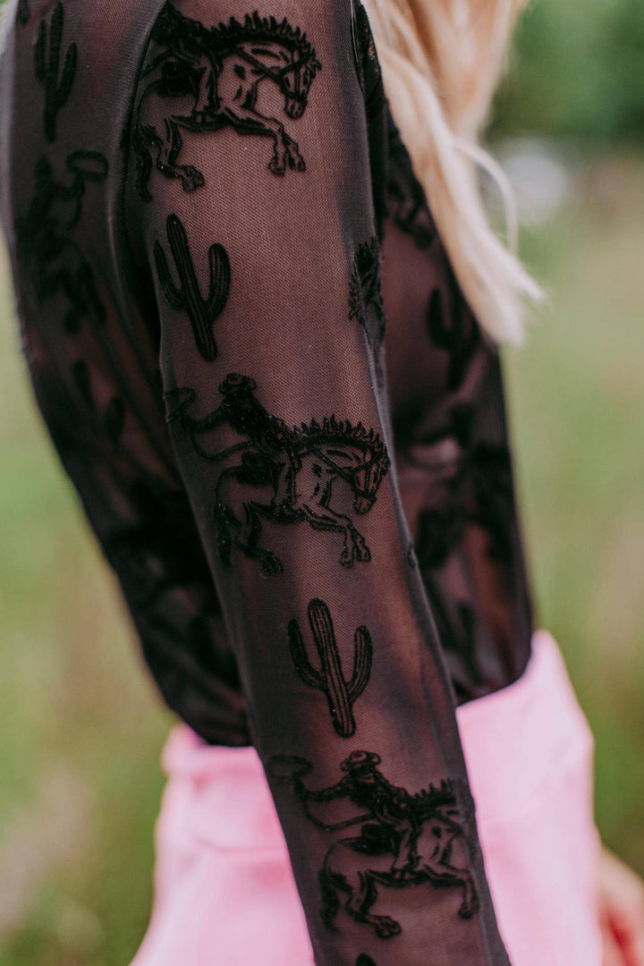 Western Rodeo 3D Printed Mesh Top | Black