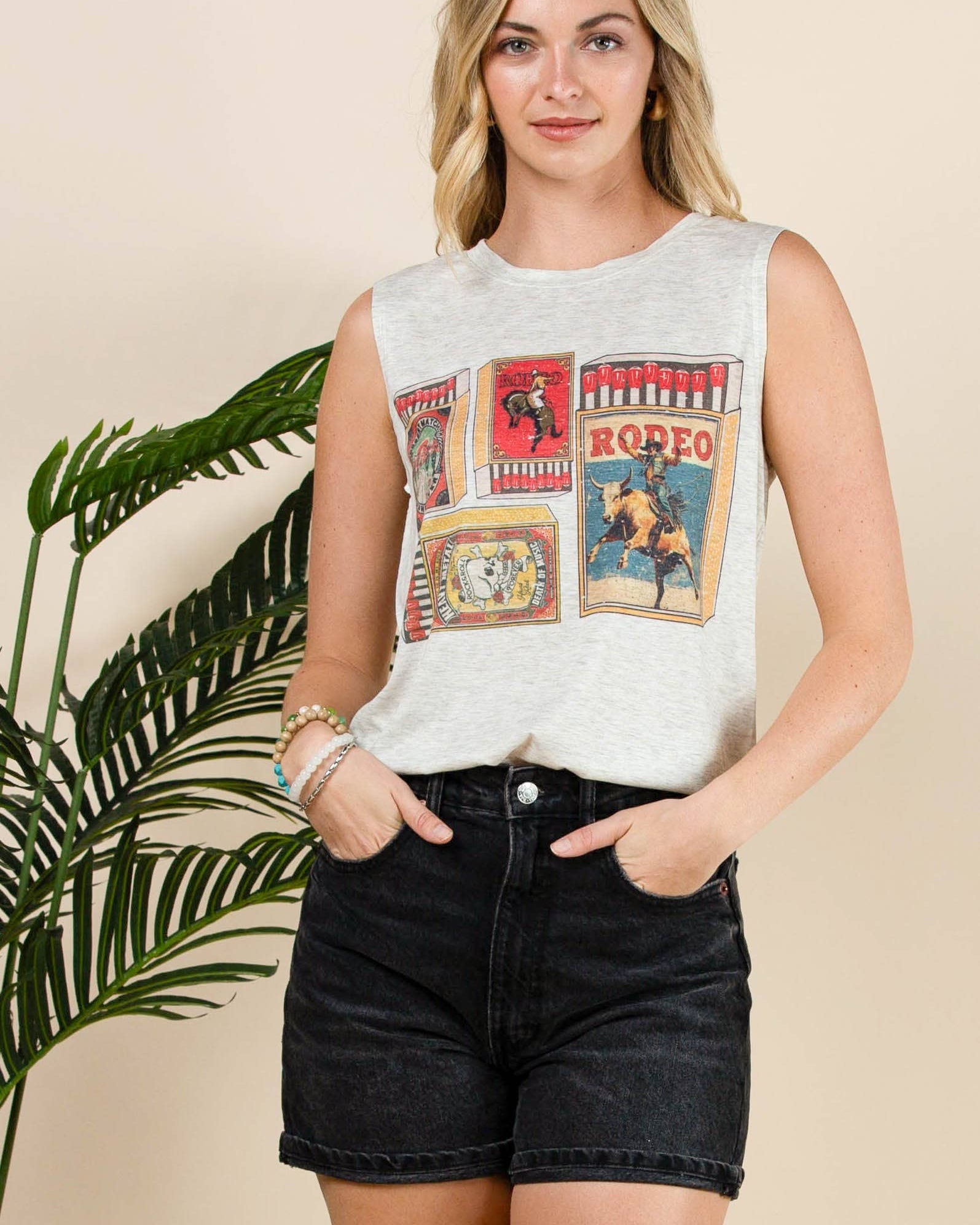 Adrian Vintage Western Graphic Sleeveless Top