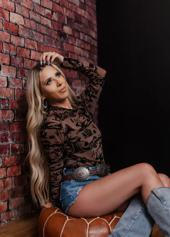 Wild West 3D Printed Mesh Top | Brown