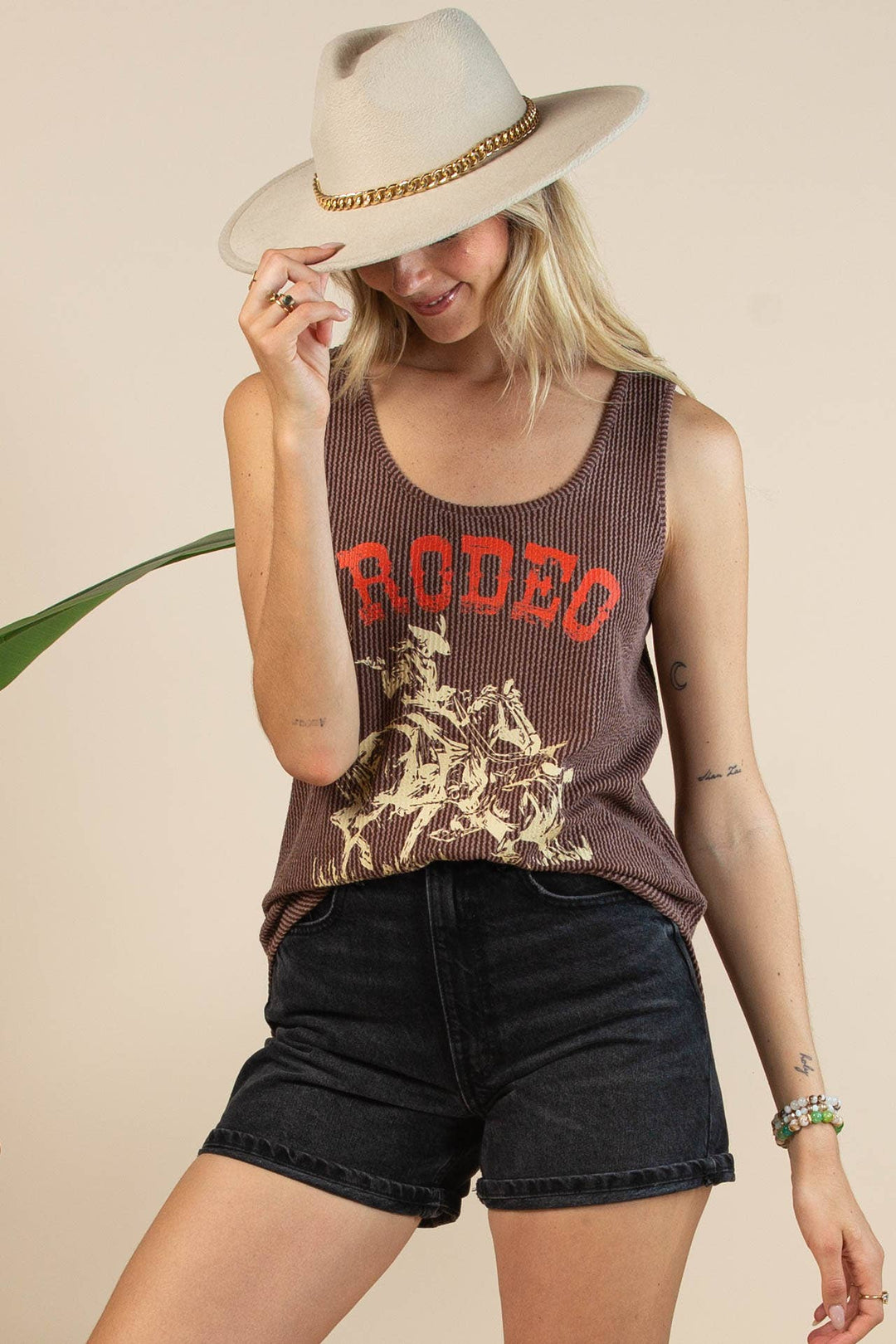 Rodeo Ribbed Graphic Tank Top