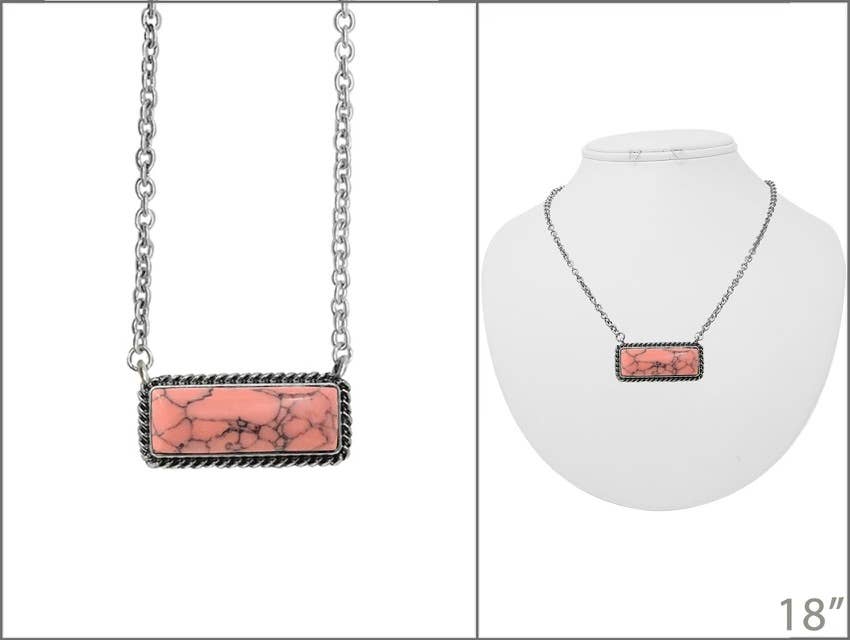 Orange Stone Bar Necklace