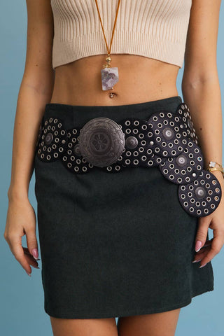 Western Boho Embellished Belt | Black