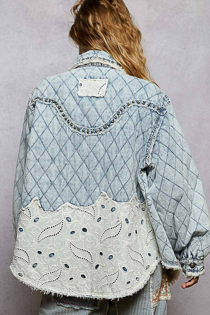 Studded Western Lace Jacket | Denim