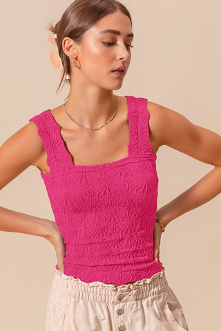 Floral Jacquard Seamless Tank Top | Fuschia