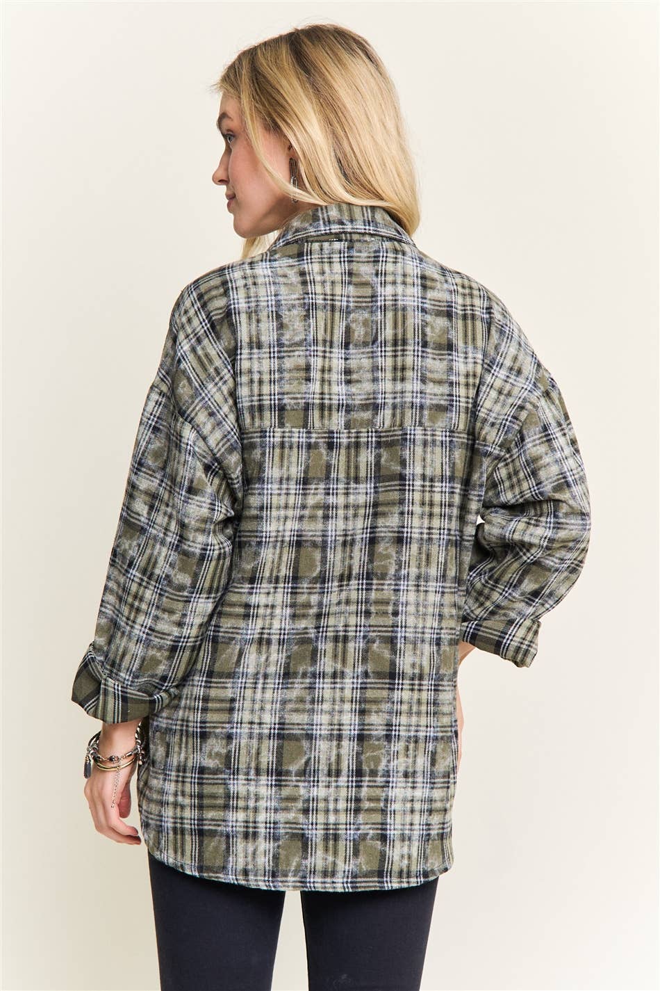Burnout Plaid Washed Shirt |Olive