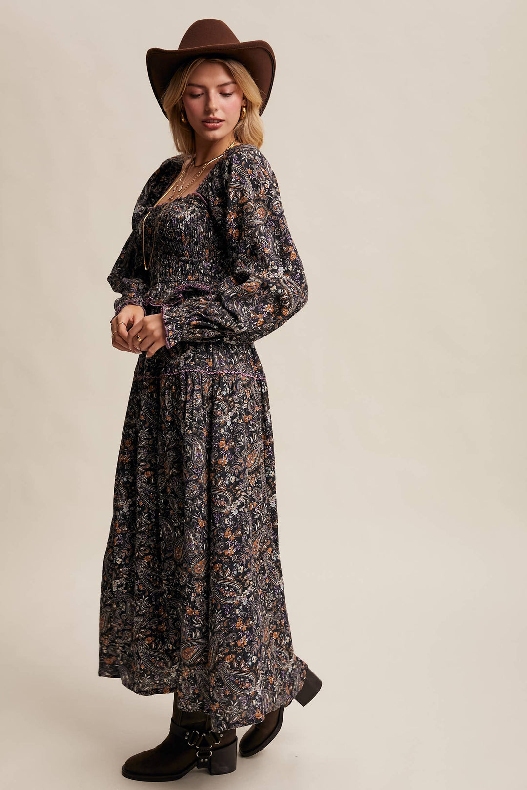 Paisley Smocked Tiered Maxi Dress