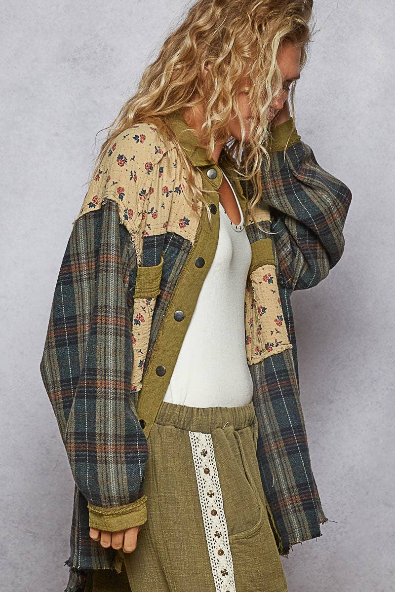 Vintage Patchwork Plaid Shacket