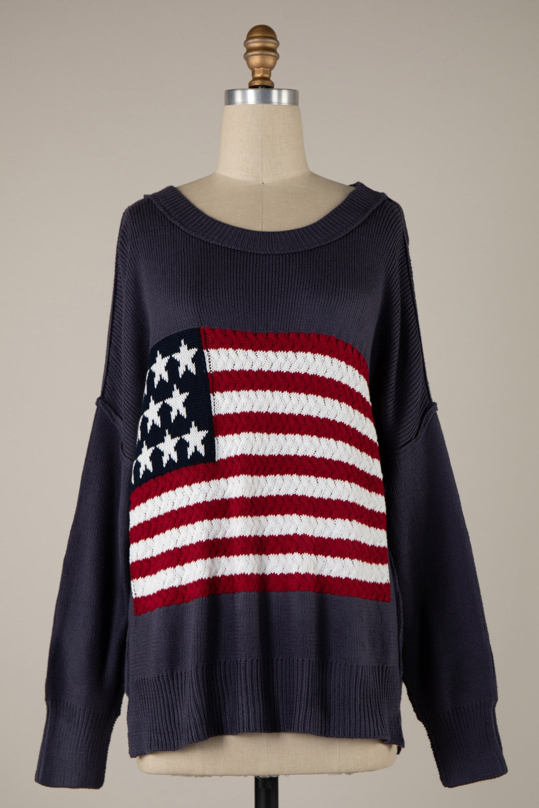 American Flag Knit Sweater in Navy | Yeah Gurl Boutique