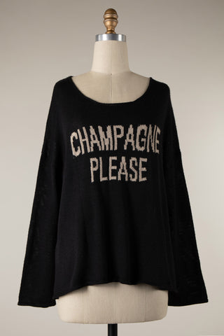 Champagne Please Sweater | Black