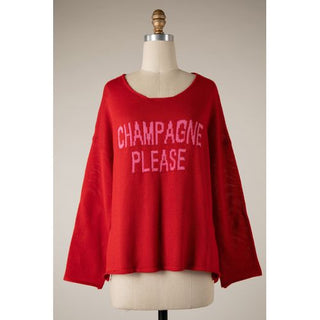 Champagne Please Sweater (Red & Pink)