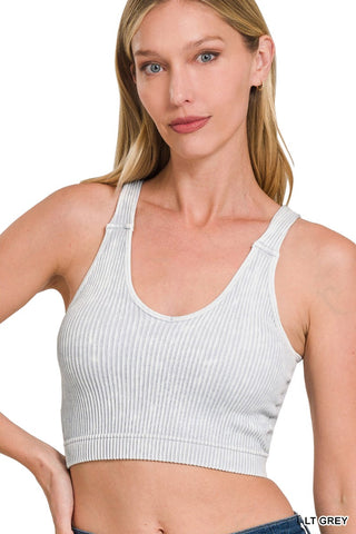 Oakley Ribbed Cropped Top | Light Gray