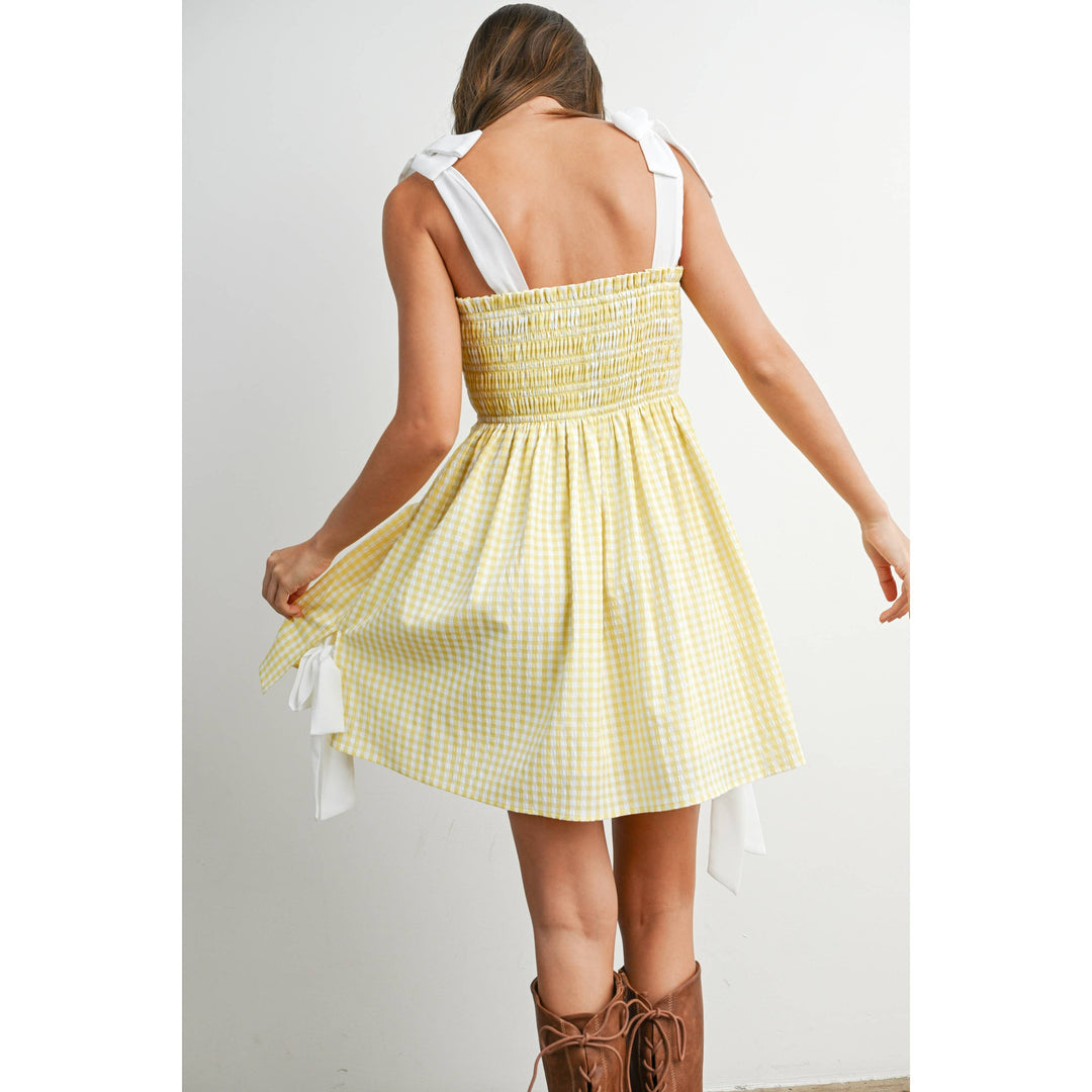 Gingham Mini Sundress | Yellow