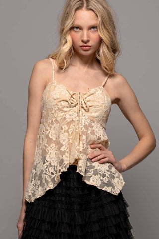 Romantic Lace Handkerchief Hem Tank Top