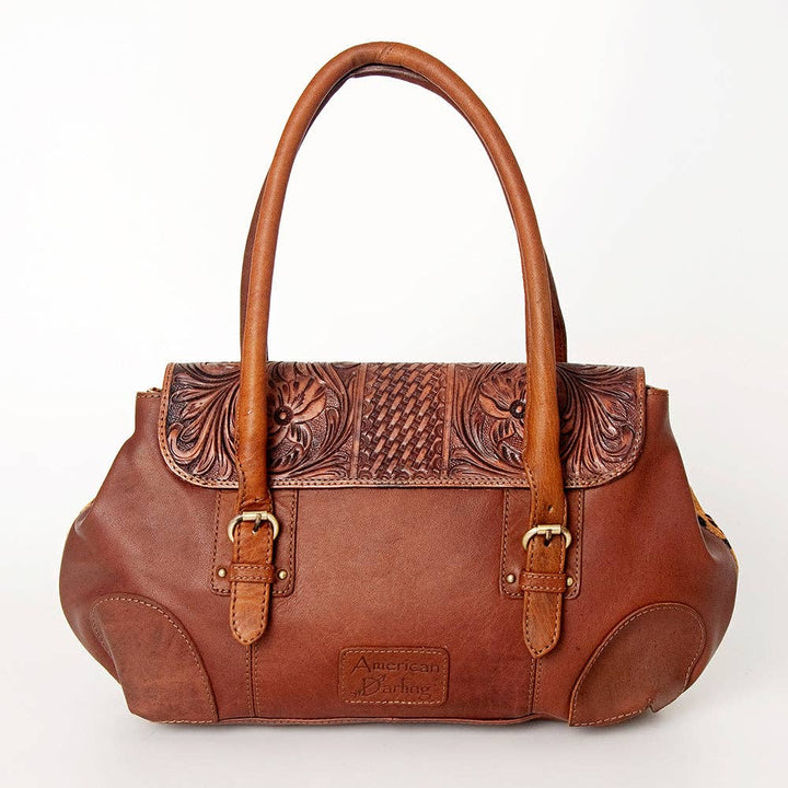 Leopard Hair-On Cowhide & Tooled Leather Buckle Bag