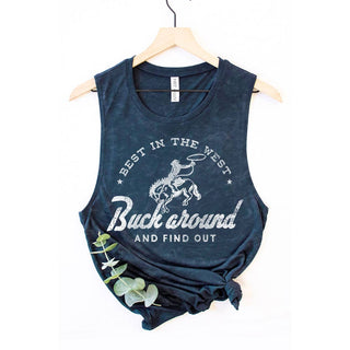 Buck Around & Find Out Mineral Graphic Tank Top | Navy