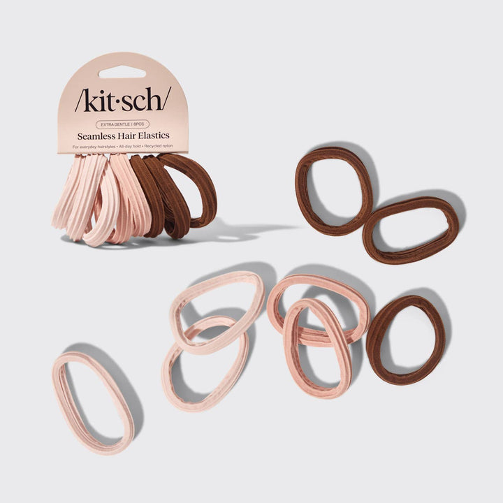 Recycled Seamless Hair Elastics 8pc Set | Rosewood