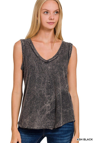 Collins Crinkle Washed Top | Ash Black