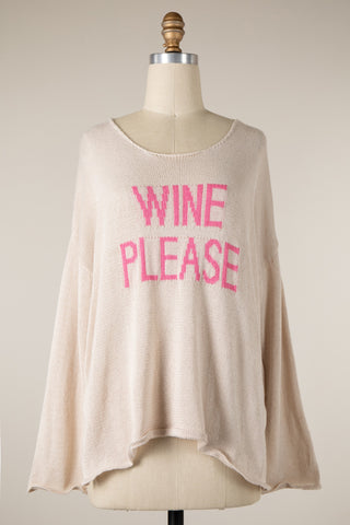 Wine Please Lightweight Sweater (Beige/Pink)