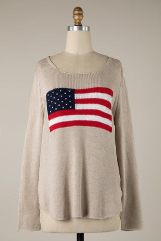 American Flag Sweater (Khaki)