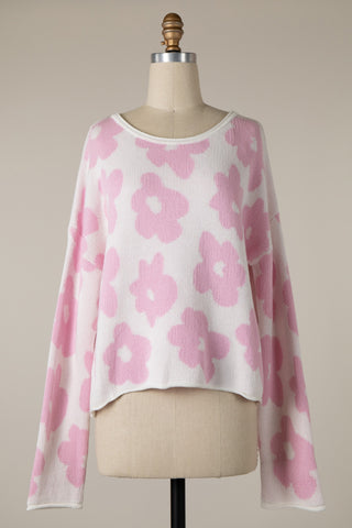 Flower Print Lightweight Sweater Top