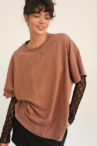 Chill Vibes Oversized T-Shirt (Chestnut)