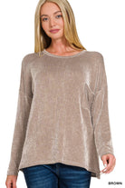 Ribbed Striped Oversized Long Sleeve Top