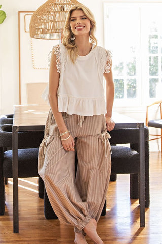 Dusty Ivory & Striped Pants