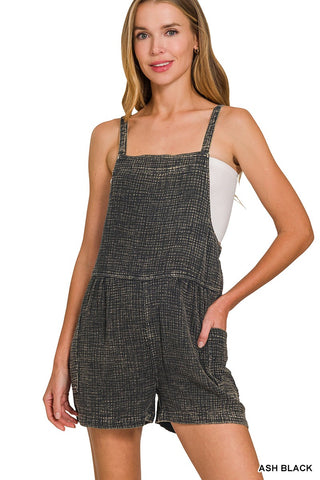 Washed Double Gauze Romper | Ash Black