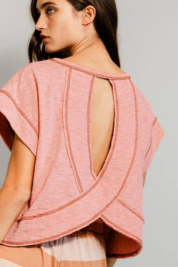 Open Back Crop Top | Peach