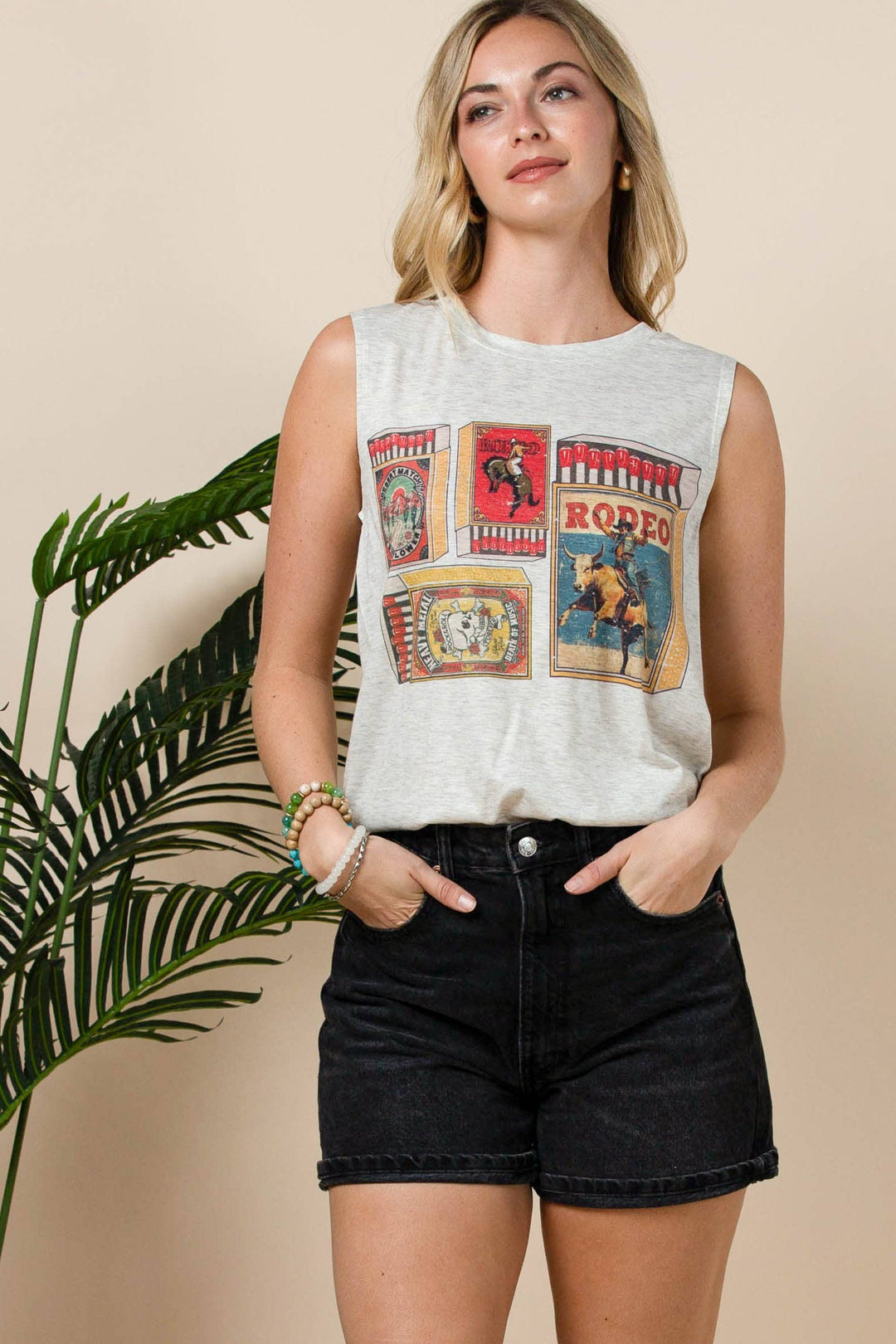 Adrian Vintage Western Graphic Sleeveless Top