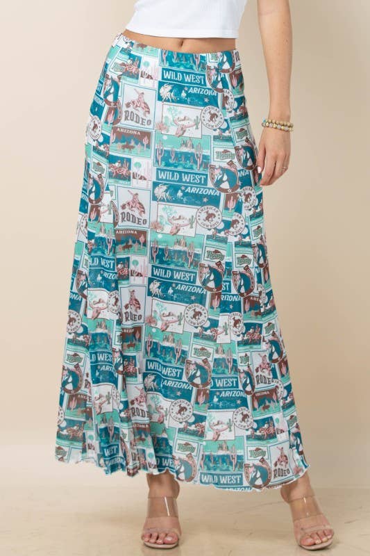 Bailey Wild West Print Mesh Skit