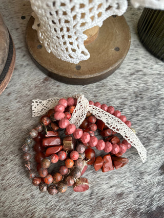 Ghana Bracelet Set - Red Jasper