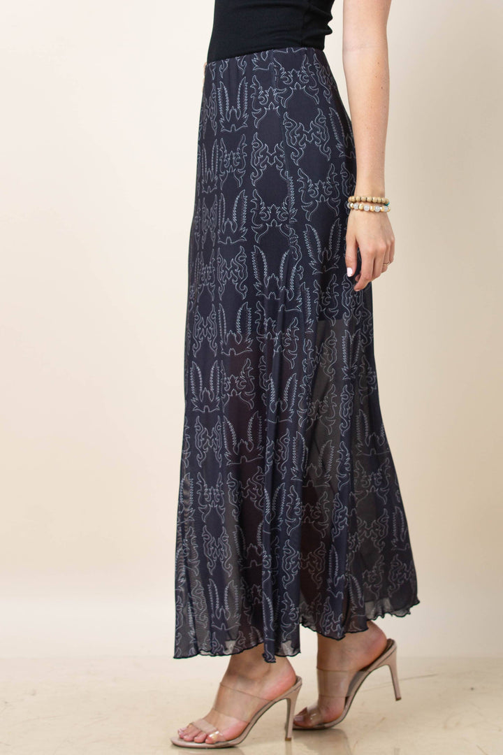 Reese Boot Stitch A-Line Mesh Skirt