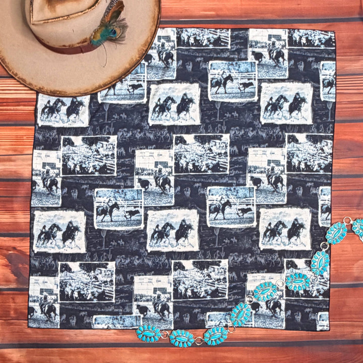 Western Rodeo Print Square Wild Rag