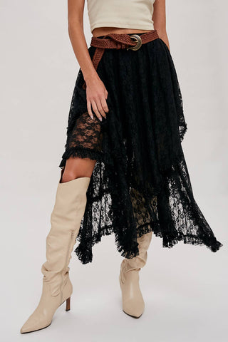 Midnight Lace Tiered Skirt