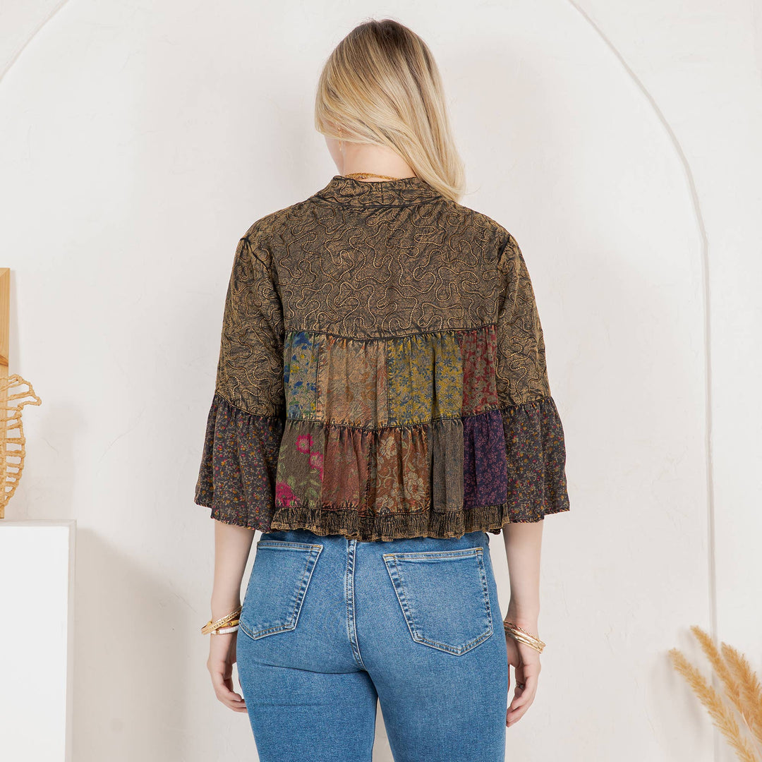 Boho Embroidered Longline Shrug