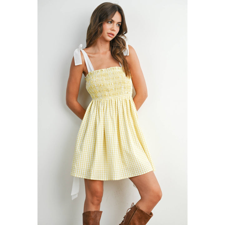 Gingham Mini Sundress | Yellow