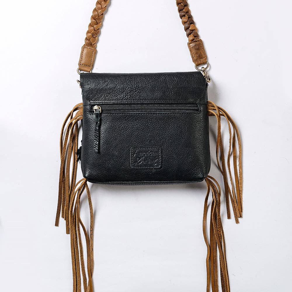 Leather & Raw Edge Fringe Bag
