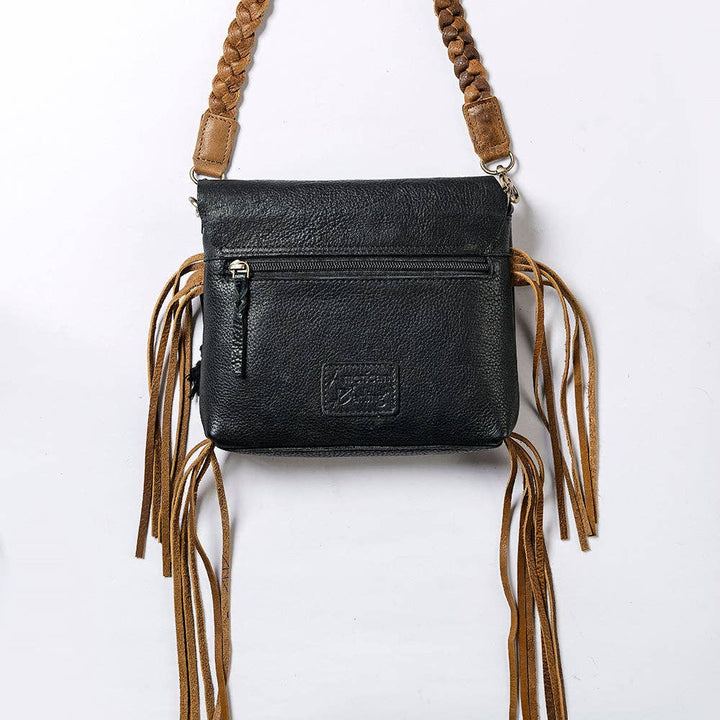 Leather & Raw Edge Fringe Bag