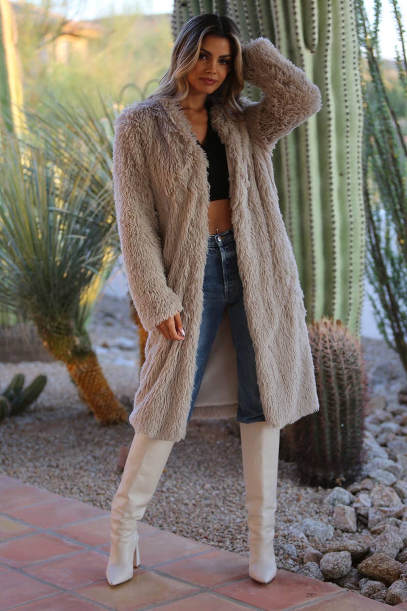 Idaho Luxe Faux Fur Coat | Tan